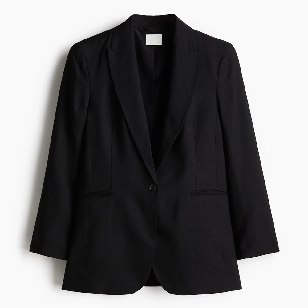 H&M Linen Blend Blazer- Lightweight Casual Workwear - Picture 5 of 10